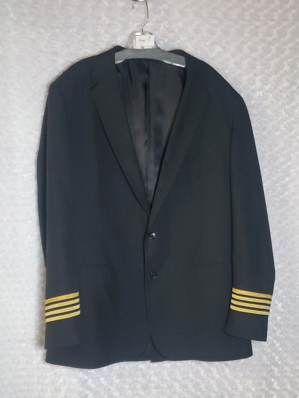 Murphy And Hartelius Black Captain Blazer with Gold Sleeve Stripes 48XL